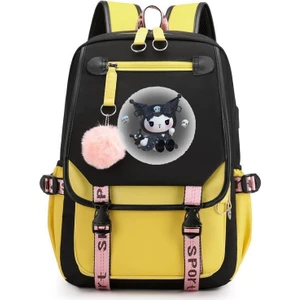 Kuromi Okul Çantası Ortaokul Kızları Kore Versiyonu Büyük Kapasiteli Rahat Hafif Sırt Çantası Ilkokul Öğrencileri Üçüncü Ila Altıncı Sınıf Sırt Çantası (Yurt Dışından)