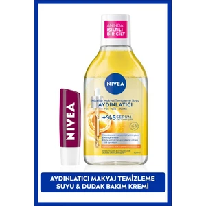 Aydınlatıcı Micellar Makyaj Temizleme Suyu 400 ml ve Nemlendirici Böğürtlen Dudak Bakım Kremi 4,8 gr