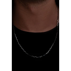 Osmanlı Gümüş Erkek Gümüş Kolye - 925 Ayar Oksitli Forse Zincir Gümüş Kolye