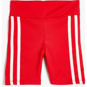 Kısa Tayt Renk Bloklu Beli Lastikli