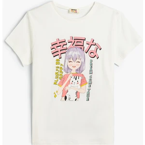 Anime Tişört Kısa Kollu Bisiklet Yaka Pamuklu
