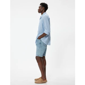 Slim Fit Kot Şort Bermuda Cep Detaylı Pamuklu