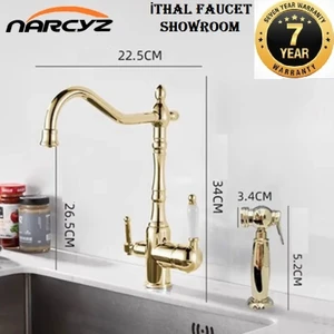 Mutfak Evye Bataryası Dual Flow Su Arıtma Çıkışlı Bide Fiskiyeli Altın Dore 7 Yıl Garantili Ithal