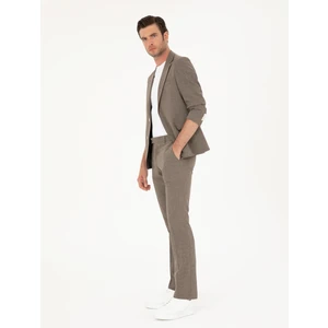 Erkek Kahverengi Slim Fit Yün Karışımlı Takım Elbise 50284890-VR029