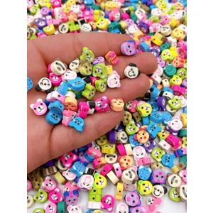 Ebruli Boncuk 10MM Karışık Hayvan Figür Fimo Boncuk Takı Yapımı Bead (100 Adet)