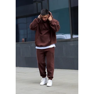 CMZ Collection Erkek Oversize Kalın Eşofman Takımı Kahverengi