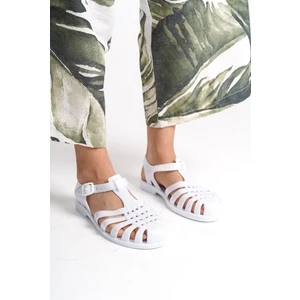 Mubiano Summer Kadın Jelly Toka Detay Mat Beyaz Düz SANDALET-MSTB844-B