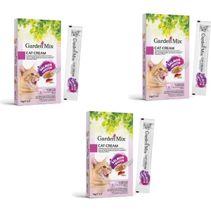 3 Paket Garden Mıx Kedi Kreması Somon+Biotin 15GR x 5 Adet