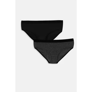 GRİ SİMLİ-SİYAH 2 Lİ KÜLOT DS200078KU2