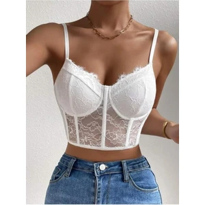 Crop korse detaylı dantel büstiyer