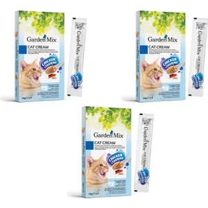 3 Paket Garden Mıx Kedi Kreması Tavuk+Taurin 15GR x 5 Adet