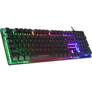 Titan K9 Siyah USB Gökkuşağı Renkli Aydınlatmalı Us Layout Standart Gaming Oyuncu Klavyesi