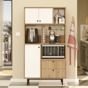 Robin Home Lounge Kahve Köşesi Çok Amaçlı Dolap Mutfak Dolabı Sepet-Beyaz