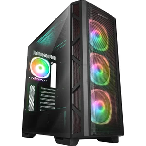 Master Mesh+Temperli Cam Dikey VGA Tutucu 4*argb Fan+Hub E-Atx Gaming Oyuncu Kasası