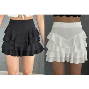 Moda Armanc 2'li Mykonos Etek Siyah ve Beyaz