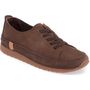 Kahve Hakiki Nubuk Deri Kadın Sneaker - K24I1AY67268-A39