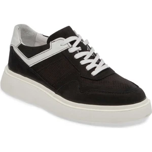 Siyah Hakiki Nubuk Deri Erkek Sneaker - E24I1AY56854-A64
