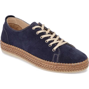 Lacivert Hakiki Süet Deri Kadın Espadril - K24I1AY67226-D44