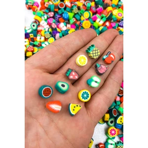 Ebruli Boncuk 10MM Meyve Figür Fimo Boncuk Takı Yapımı Bead (100 Adet)
