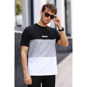 Erkek Renk Bloklu Lateforfun Baskılı Regular Bisiklet Yaka %100 Pamuk T-Shirt