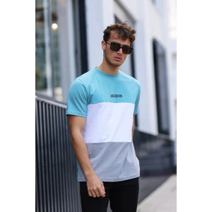 Erkek Renk Bloklu Lateforfun Baskılı Regular Bisiklet Yaka %100 Pamuk T-Shirt