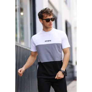Erkek Renk Bloklu Lateforfun Baskılı Regular Bisiklet Yaka %100 Pamuk T-Shirt