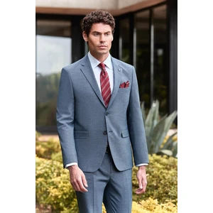 Koyu Lacivert Desenli Mono Yaka Astarlı 6 Drop Slim Fit Dar Kesim Takım Elbise 1001240174