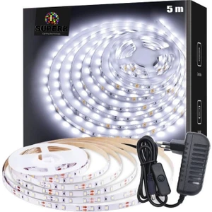 Sb-6501 5 Metre Şerit Led Işık Beyaz Aç Kapa Anahtarlı Adaptörlü Tak Çalıştır Aydınlatma