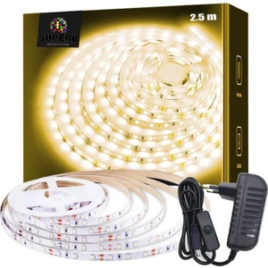 Sb-6501 2.5 Metre Şerit Led Işık Gün Işığı Aç Kapa Anahtarlı Adaptörlü Tak Çalıştır Aydınlatma