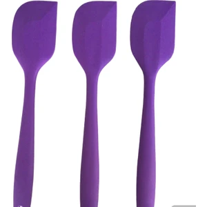 Pink Rose Yanmaz Yapışmaz Silikon Yassı Spatula ,hamur Sıyırıcı 3lü Set Mor