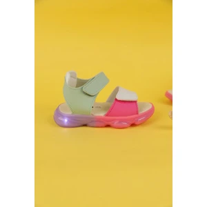 22-25 Numara Kız Çocuk Mint Beyaz Renk Vicco Laura Işıklı Sandalet