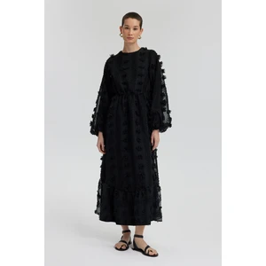 Beli Büzgülü Şifon Elbise