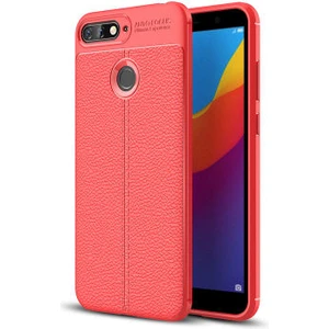 Techno Guru Huawei Y7 2018 Deri Desenli Yüksek Koruma Sağlayan Niss Premium Silikon Kılıf