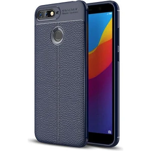 Techno Guru Huawei Y7 2018 Deri Desenli Yüksek Koruma Sağlayan Niss Premium Silikon Kılıf