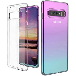 Techno Guru Samsung Galaxy S10 Plus Kamera Korumalı Şeffaf Sheer Premium Silikon Kılıf
