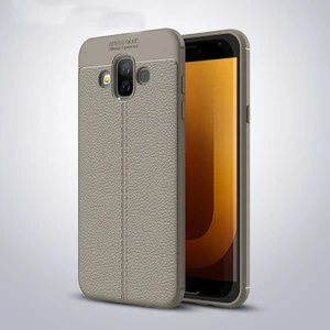 Samsung Galaxy J7 Duo Kılıf Deri Desenli ve Esnek Yapılı Sağlam Derry Silikon Kılıf