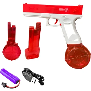 Oyuncak Usb Şarjlı Otomatik 10 Metre Menzilli 2 Şarjörlü Elektrikli Havuz Deniz Yaz Su Tabancası