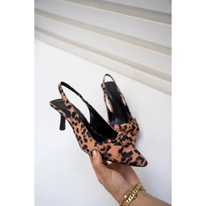 Maribel Leopar Fiyonklu Kadın Topuklu Ayakkabı
