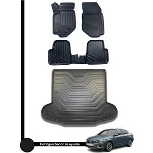 Fiat Egea Sedan 3D Oto Paspas ve Bagaj Havuzu Orjinal Uyumlu Set