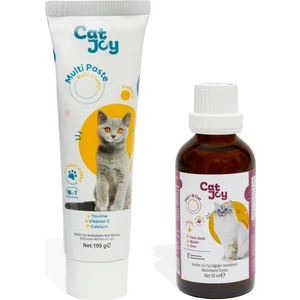 Catjoy Süper 2'li Paket Multivitamin Kedi Malt Macun 100 gr ve B Plus Kedi Tüy Damlası 50 ml