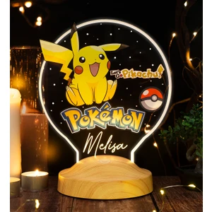 Sevgi Lambası Pikachu, Pokemon Temalı Gece Lambası, Pikachu Kişiye Özel Masa Lambası, Pokemon Çizgi Film Karakteri, Nostaljik Lamba, Çocuk Odası Dekor Lamba