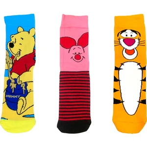 Al Bi 90Lık 3'Lü Set Winnie The Pooh Tiger Ve Piglet Karakterli Pamuklu Soket Çorap