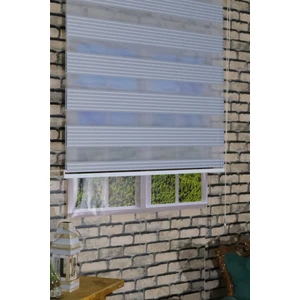 Gri Beyaz Çizgili Blackout Zebra Karartma Perde