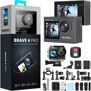 Brave 4 Pro Dual Screens 4K 30FPS Wi-Fi Aksiyon Kamera ve Aksesuar Seti (Akaso Türkiye 2 Yıl Garantili)