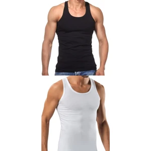 Maruf Shop 2 Adet Erkek Slim Fit Dar Kalıp Likralı Penye Sporcu Atleti(Rambo Atleti)