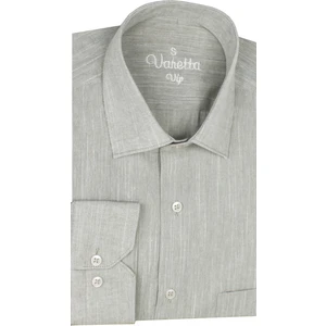 Erkek Yeşil Uzun Kollu Keten Efektli Cepli Pamuklu Gömlek