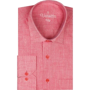 Erkek Pembe Uzun Kollu Keten Efektli Cepli Pamuklu Gömlek