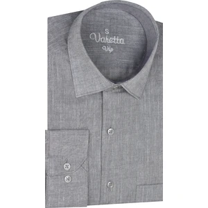 Erkek Gri Uzun Kollu Keten Efektli Cepli Pamuklu Gömlek