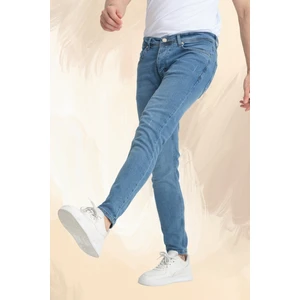 Erkek Orta Mavi Destroy Skinny Fit Pantolon