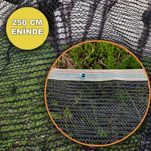 Sera Trend 250 cm Eninde Siyah Kuş Filesi Balkon Perdesi Hazır Kopçalı Kedi Koruma Ağı Dolu Filesi Misina File Kuş Önleme Filesi (Uzunluk Seç)